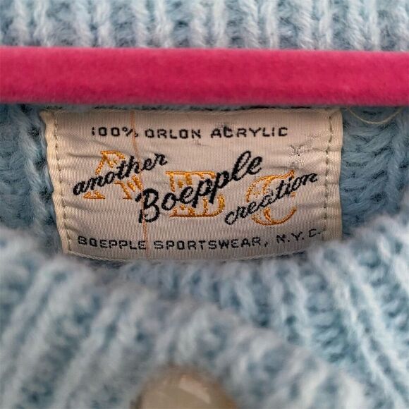 Vintage Boepple Women's Cardigan Sweater M Light Blue Knit - Picture 5 of 13